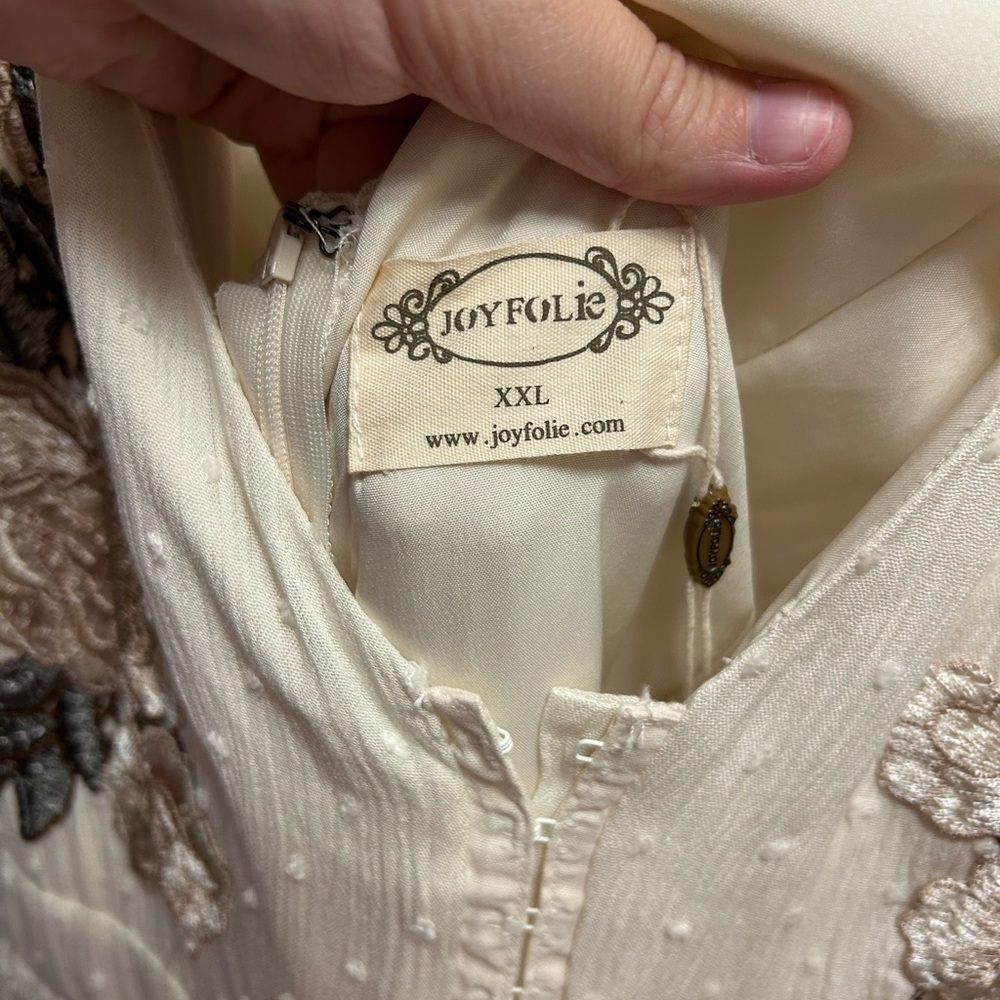 Joyfolie Cream Maxi Dress with Floral Accents - Picture 7 of 8